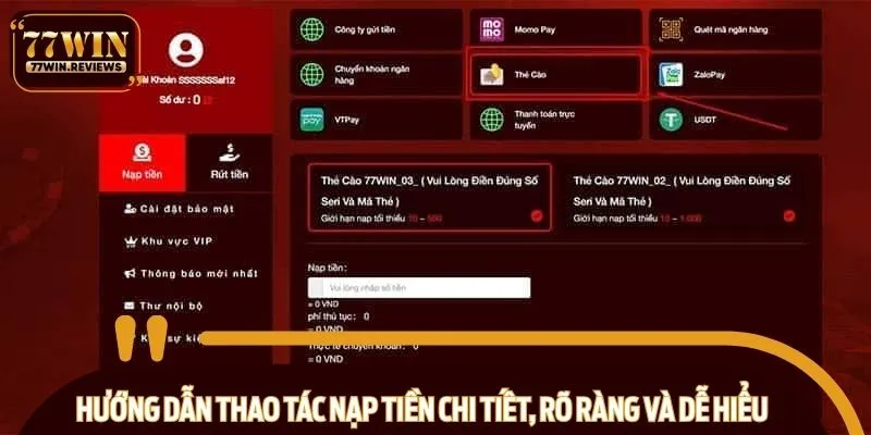 Hướng dẫn thao tác nạp tiền chi tiết, rõ ràng và dễ hiểu